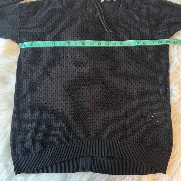 Sandro Womens Sweater Back Zip Scoop‎ Neck Open Knit Black Cotton Size 1 Paris - Picture 8 of 10